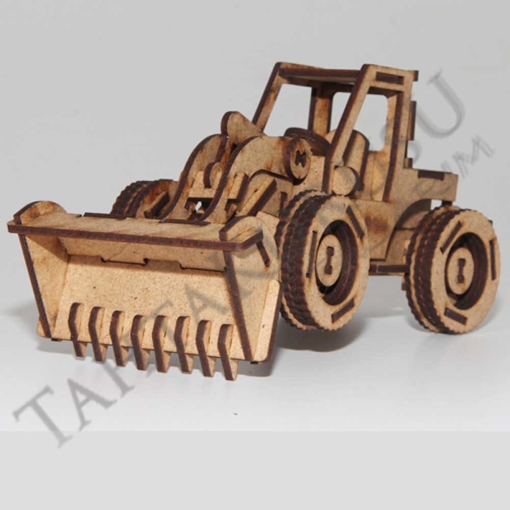 3D Ahşap Lazer Kesim Puzzle Buldozer